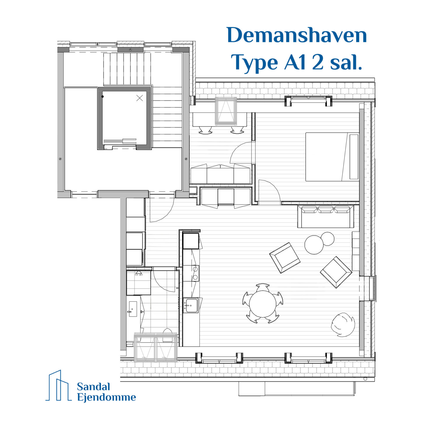 Demantshaven, Type A1 2 sal, 3 værelser, 96 kvm
