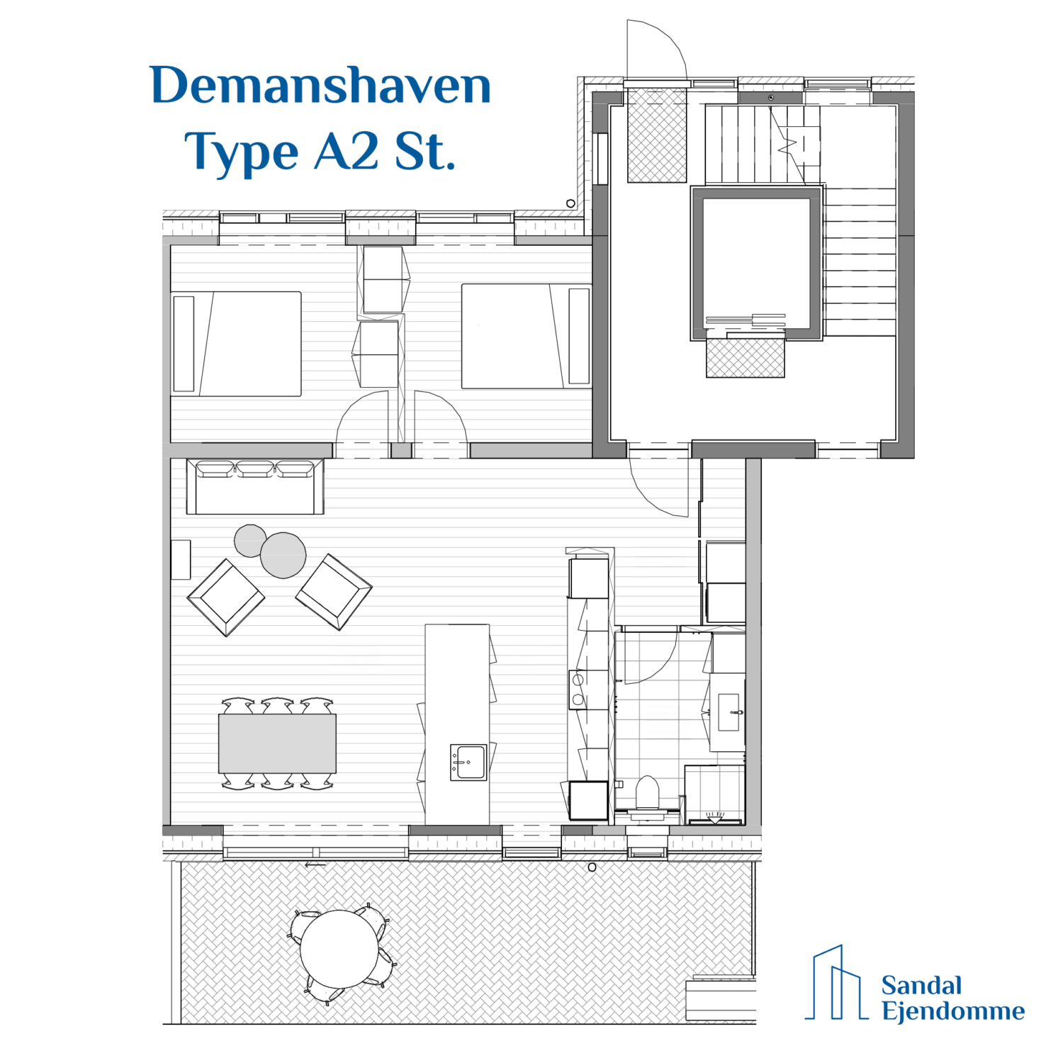Demantshaven, Type A2 St, 3 værelser, 95 kvm